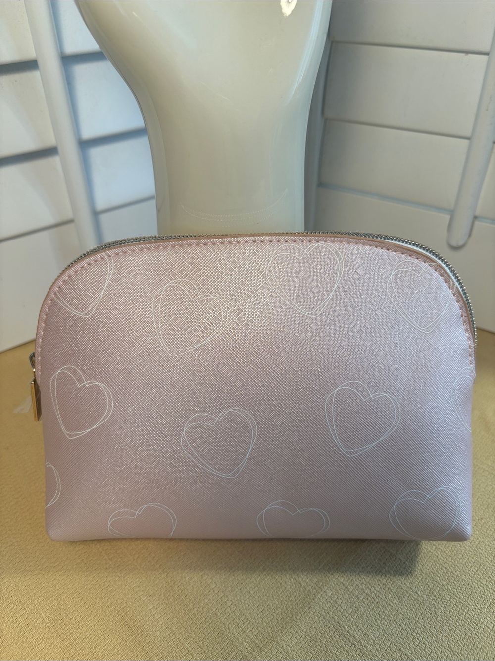 Pandora Pale Pink Hearts Cosmetic Bag Rose Gold Hardware NWOT